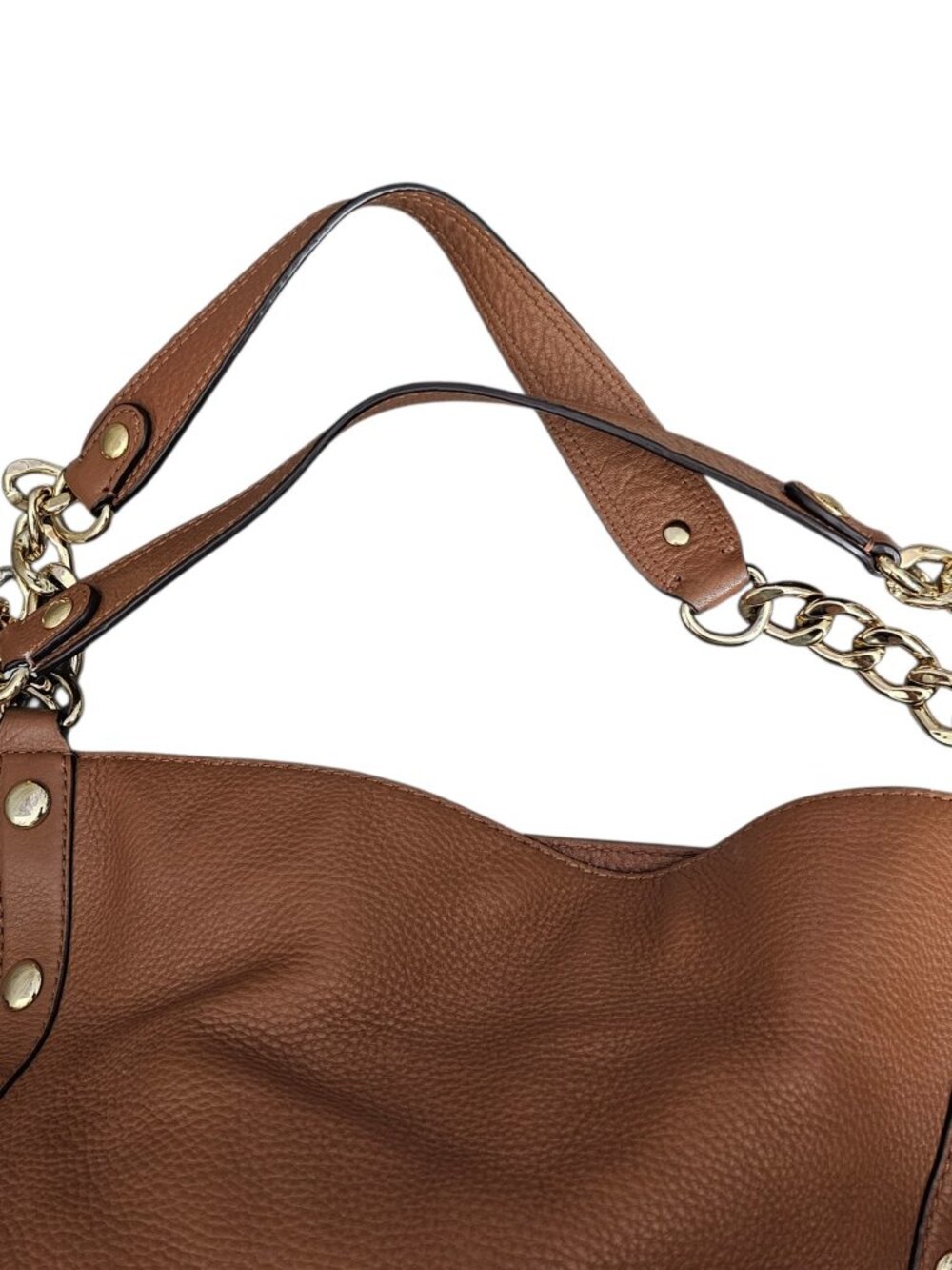 Michael Kors Delancy Studded Pebbled Leather Chain Hobo Shoulder Bag Tote COA - Picture 12 of 16